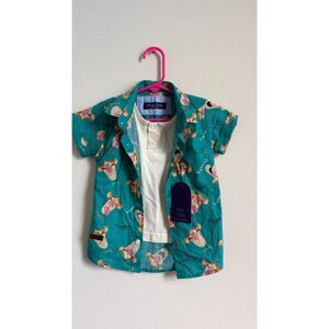 Disney Tigger Lucky Tucky Boys 2-3Y Teal All Over Print Layered Shirt NWT